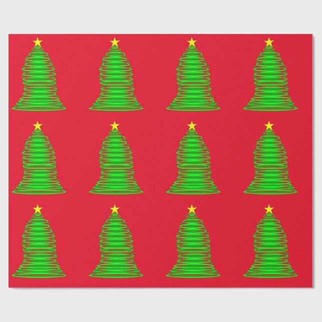 Regalo Papel de envolvimiento rojo del árbol de Navidad v (Superficie plana)