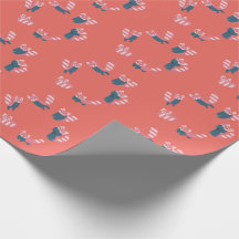 Papel de envolvimiento rojo Salmon Panda Pattern