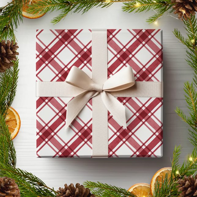 Regalo Papel de envolvimiento rojo y blanco (Red and White Plaid Wrapping Paper
)