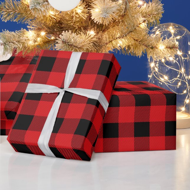 Regalo Papel de envolvimiento rojo y negro (Vacaciones)