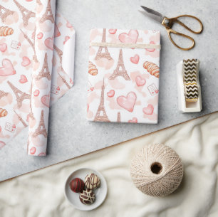 Regalo Papel de envolvimiento romántico de tema parisino