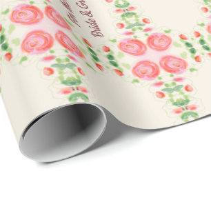 Regalo Papel de envolvimiento rosa de novia y de Groom