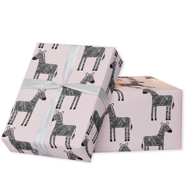 Regalo Papel de envolvimiento rosa de Rubor de cebra suav (Fun zebra blush pink pattern gift wrapping paper roll)