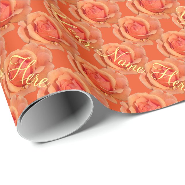 Regalo Papel de envolvimiento Rosa naranja Papel de Rosa  (Esquina del rollo)