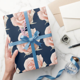 Regalo Papel de envolvimiento rosa rosa azul oscuro