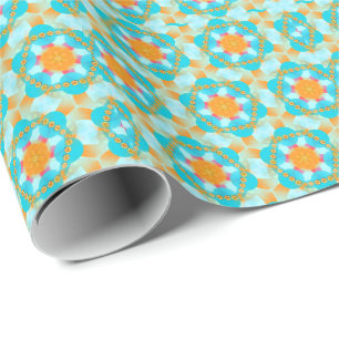 Regalo Papel de envolvimiento rosa turquesa hexagonal