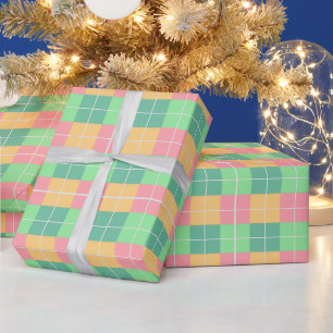 Regalo Papel de envolvimiento rosa, verde, azul y amarill