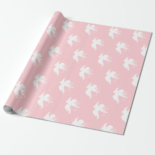 Regalo Papel de envolvimiento rosa y blanco cupido