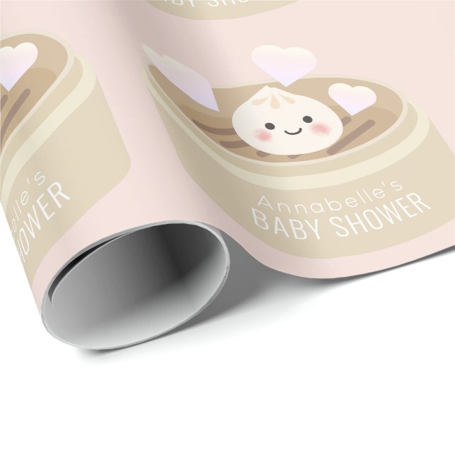 Regalo Papel de envolvimiento rosado de Baby Shower (Esquina del rollo)