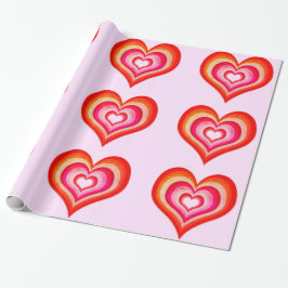 Regalo Papel de envolvimiento rosado de corazones reverbe