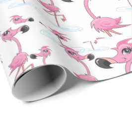 Regalo Papel de envolvimiento Santa Hat Flamingos rosados