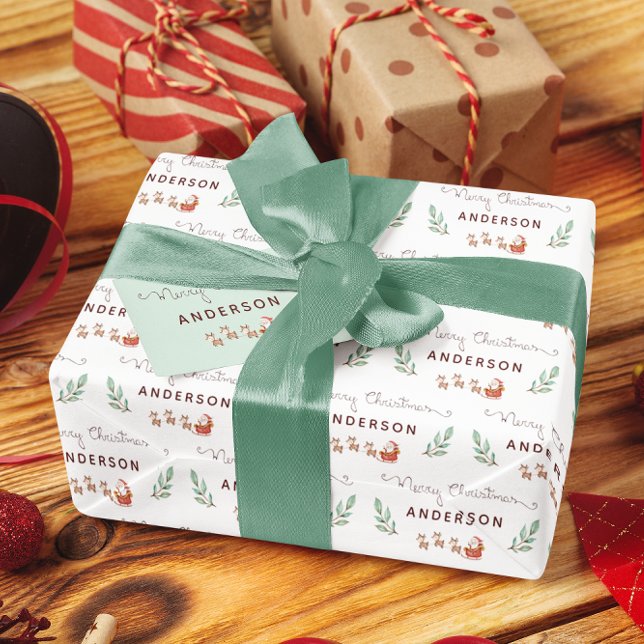 Regalo Papel de envolvimiento Santa personalizado (Make Christmas wrapping a little easier with this personalized wrapping paper! Matching tag! )
