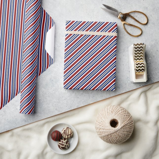 Regalo Papel de envolvimiento simple de rayas rojas y azu (Artesanía)