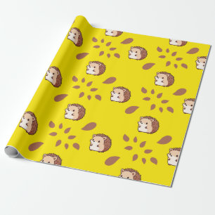Regalo Papel de envolvimiento sin foco amarillo: erizos d