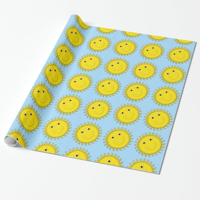 Regalo Papel de envolvimiento Sunshine Face-Blue Gift (Desenrollado)
