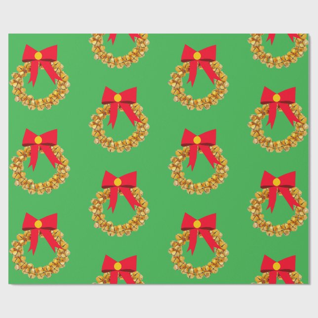 Regalo Papel de envolvimiento verde de las campanas de or (Superficie plana)
