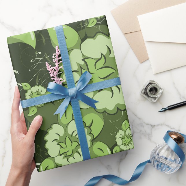 Regalo Papel de envolvimiento verde floral (Subido por el creador)