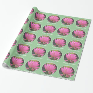 Regalo papel de envolvimiento verde lirio-agua rosa bonit