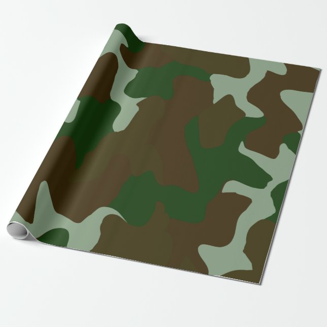 Regalo Papel de envolvimiento verde y marrón de camuflaje (Desenrollado)