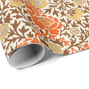 Regalo Papel de fondo jacobeo floral, Naranja, marrón y m