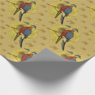 Regalo Papel de la envoltura de los pájaros del vintage