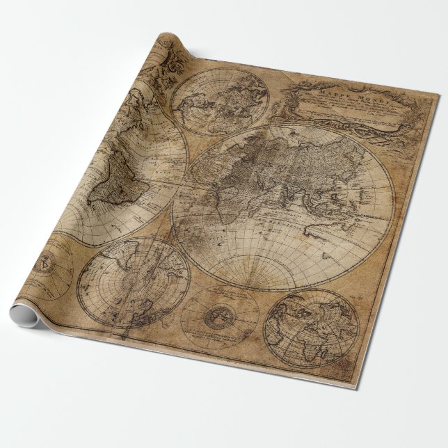 Regalo papel de mapa antiguo (Desenrollado)