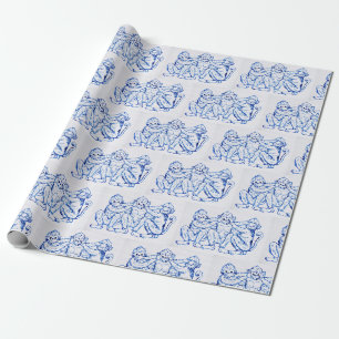 Regalo Papel de mono azul y blanco