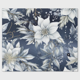 Regalo Papel de Navidad Azul y Dorado Elegante