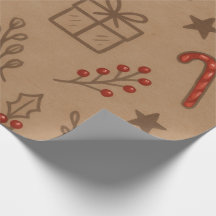 Papel de Navidad con Bastones de Caramelo y Acebo