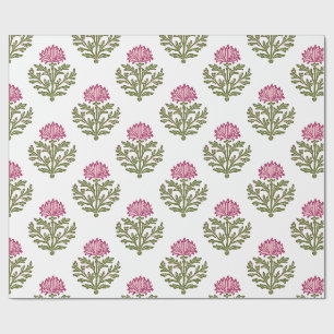 Regalo Papel de Navidad con Crisantemo Rosa en Impresión
