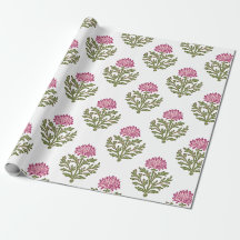 Papel de Navidad con Crisantemo Rosa en Impresión