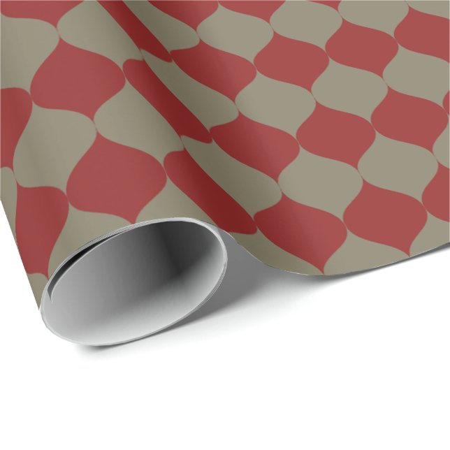 Regalo Papel de Navidad Ogee de Salvia Roja Moderna  (Esquina del rollo)