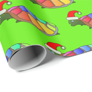 Regalo Papel de Navidades de patrón de tortuga Santa Cuta