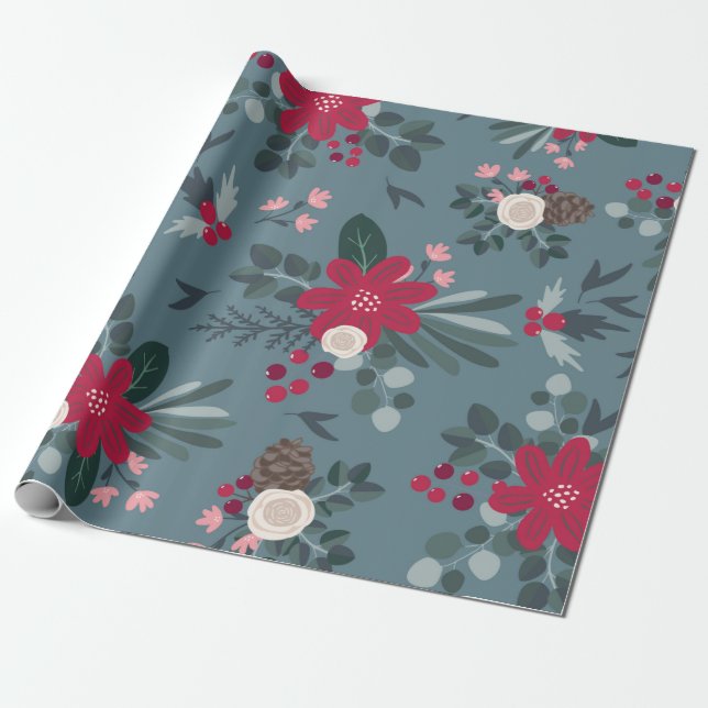 Regalo Papel de Navidades florales de bonito (Desenrollado)