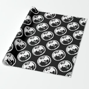 Regalo Papel de papel negro brillante de Dragón Blanco