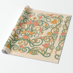 Regalo Papel de paredes florales en estilo art nouveau, V