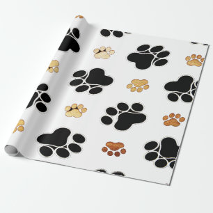 Regalo Papel de perro canino negro y marrón impreso en bl