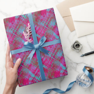 Regalo Papel de plástico Tartan Pink Purple Aqua