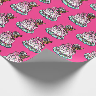 Regalo Papel de preparación de torta de cumpleaños rosado