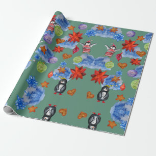 Regalo Papel de rapto de pingüinos y estrellas