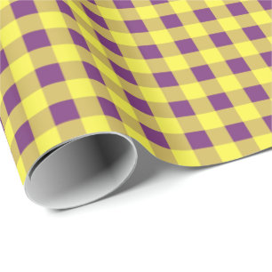 Regalo Papel de Regalo, Cuadros Purpura y Amarillo