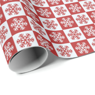 Regalo Papel de relleno de copos de nieve rojos y blancos
