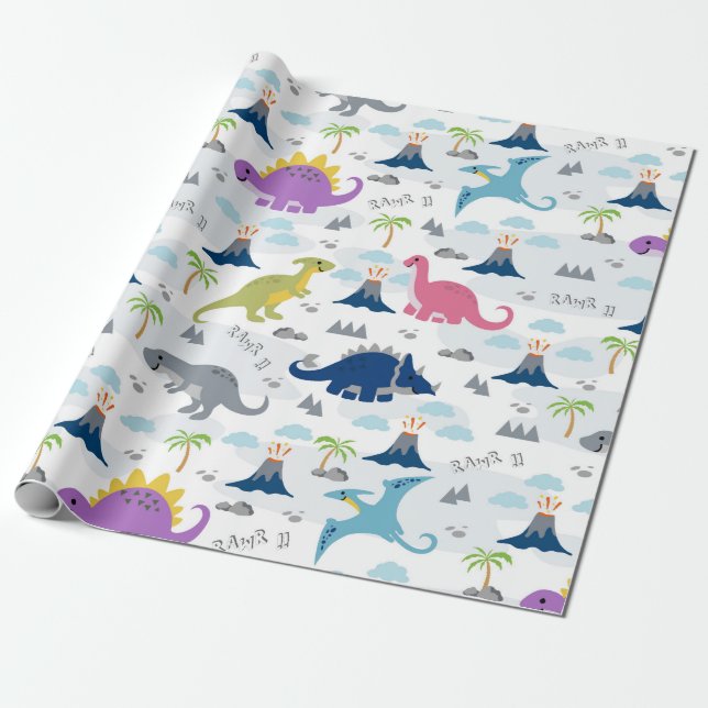 Regalo Papel de relleno de dinosaurios - Dinosaurios colo (Desenrollado)