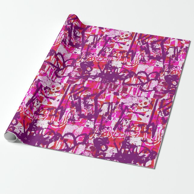 Regalo Papel de relleno de graffiti rosa y morado (Desenrollado)