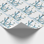 Regalo Papel de relleno de Hanukkah "Menorahs azules"<br><div class="desc">Envoltura de regalo de Hanukkah "Menorahs azules". Disfruta de mi nuevo diseño de papel envolvente. El precio varía según se elija entre 4 tipos de papel y 5 tamaños de papel. Gracias por detenerse y ir de compras. Su negocio es muy apreciado. ¡Disfrútalo! ¡¡¡Chag/Happy Chanukah/Hanukkah!!</div>