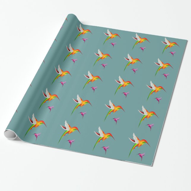 Regalo Papel de relleno de Hummingbirds colorido (Desenrollado)