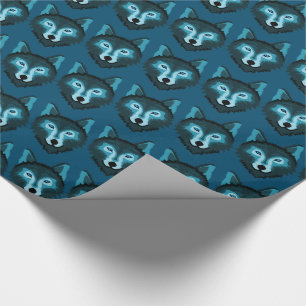 Regalo Papel de relleno de lobo azul