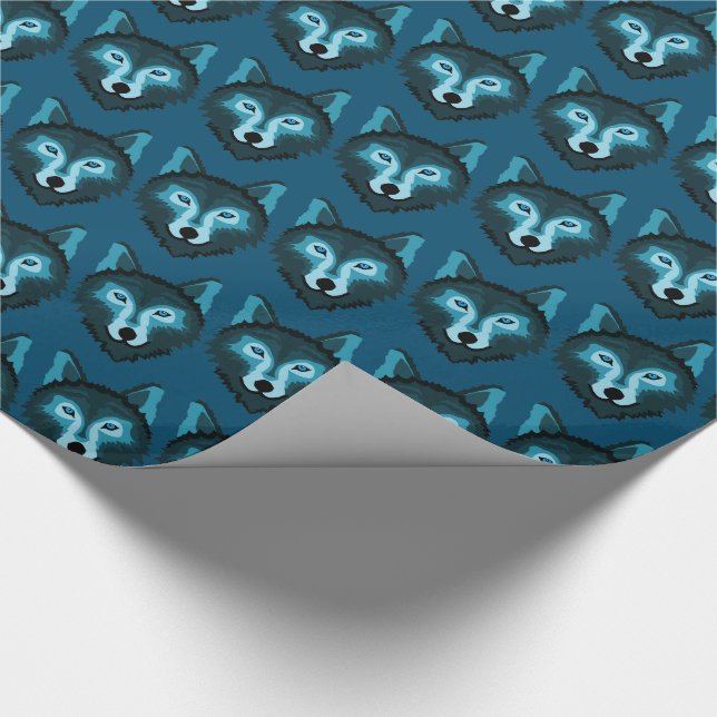 Regalo Papel de relleno de lobo azul (Esquina)