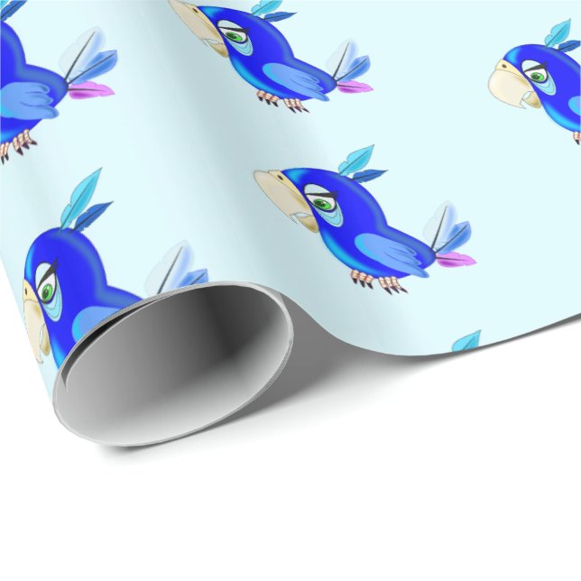 Regalo Papel de relleno de loro azul (Esquina del rollo)