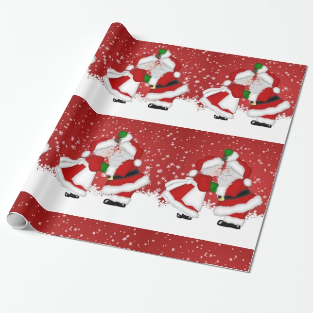 Regalo Papel de relleno de Mistletoe Santa (Desenrollado)